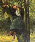 Jules Breton Asleep In The Woods painting